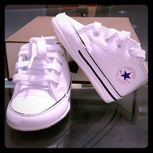 Converse White leather 1c crib shoes